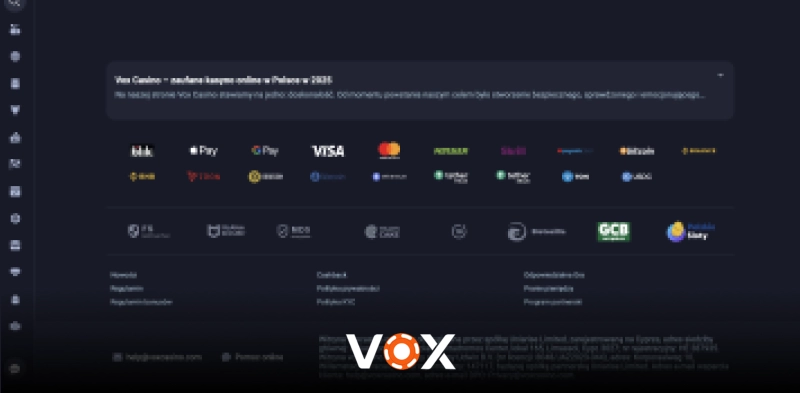 Vox Casino – szeroki wybór metod płatności